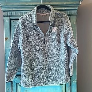 Ivory Ella 1/4 zip Sherpa Fleece pullover size M Slate Blue